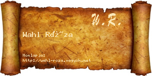 Wahl Róza névjegykártya